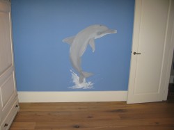 Een dolfijn op jouw slaapkamer geschilderd